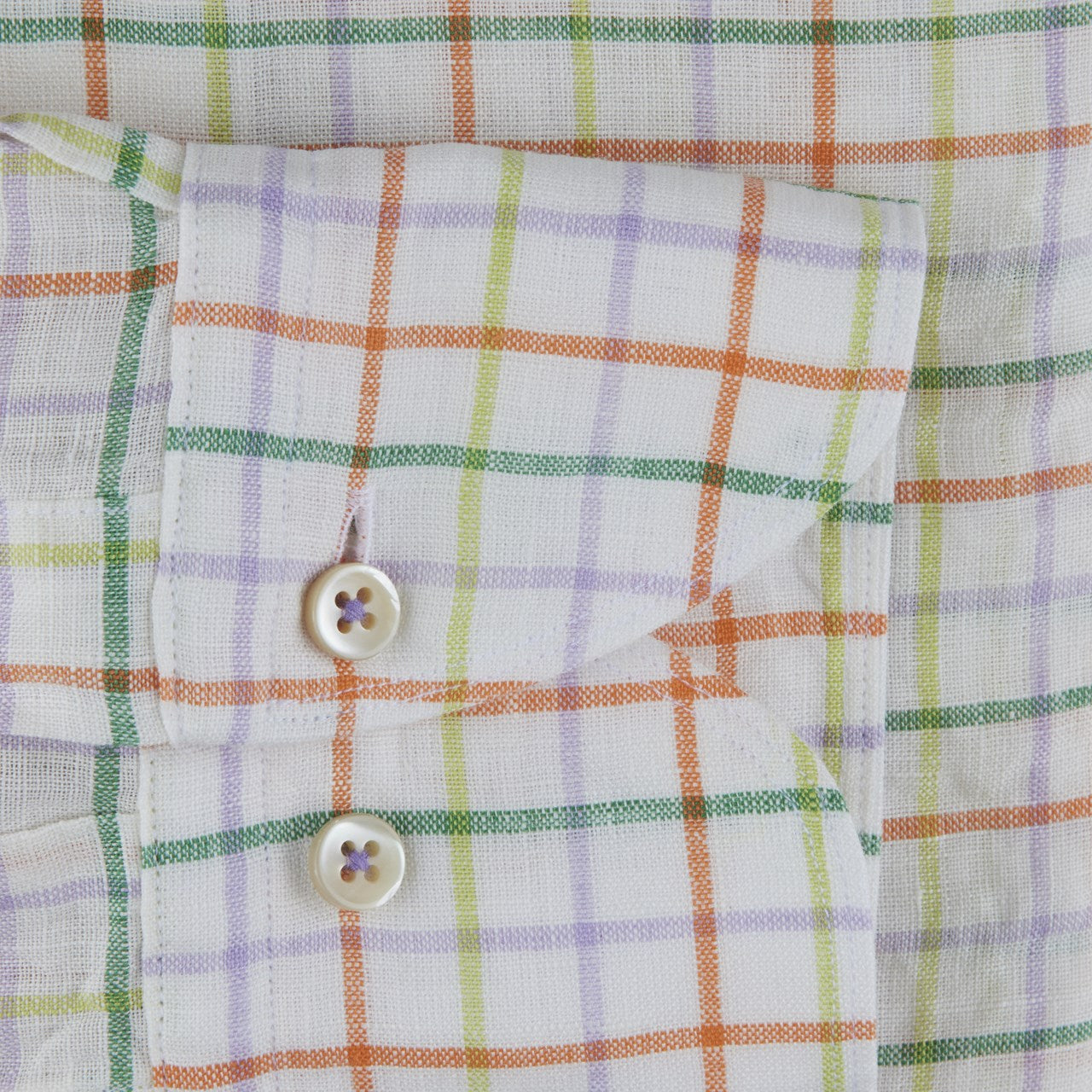 FITTED BODY CHECKED LINEN SHIRT