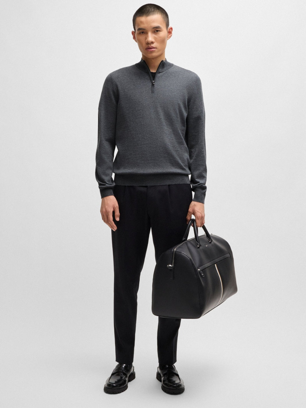 REGULAR-FIT ZIP-NECK SWEATER IN VIRGIN WOOL
