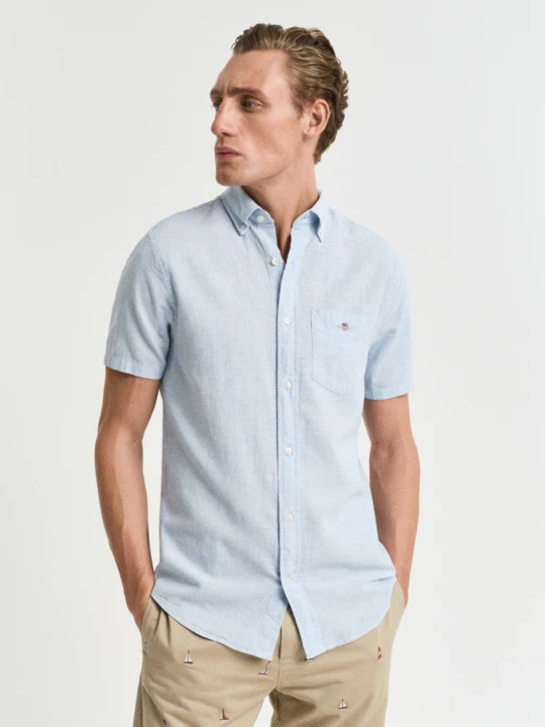 COTTON/LINEN SS SHIRT