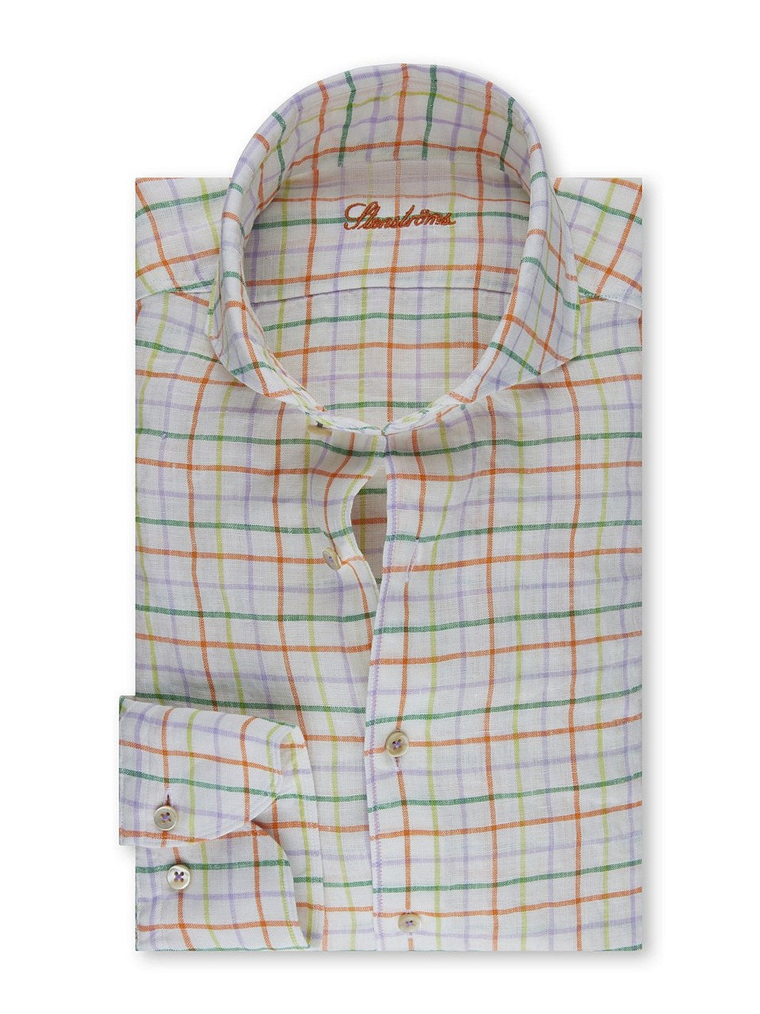 FITTED BODY CHECKED LINEN SHIRT