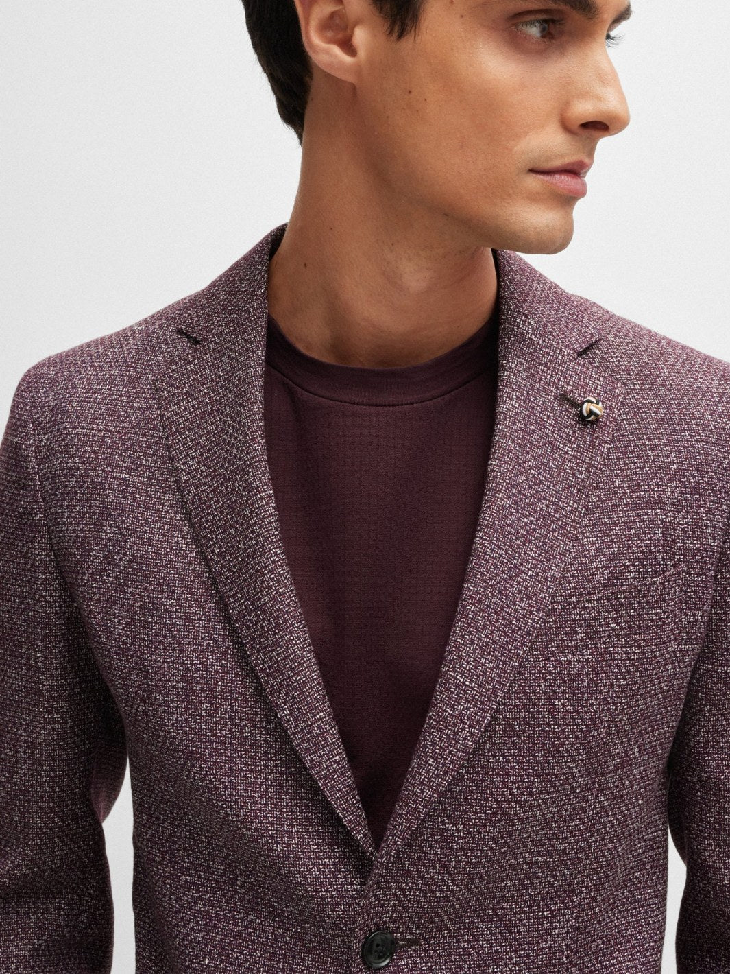 PATTERNED JACKET IN WOOL AND LINEN