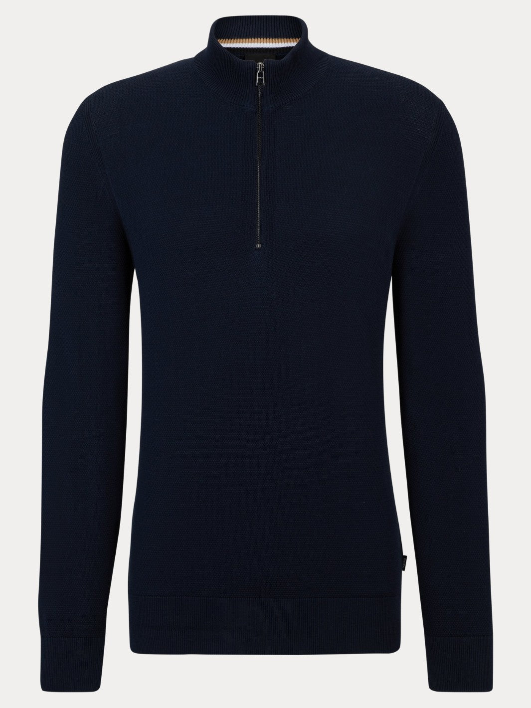 QUARTER-ZIP COTTON SWEATER WITH KNITTED STRUCTURE