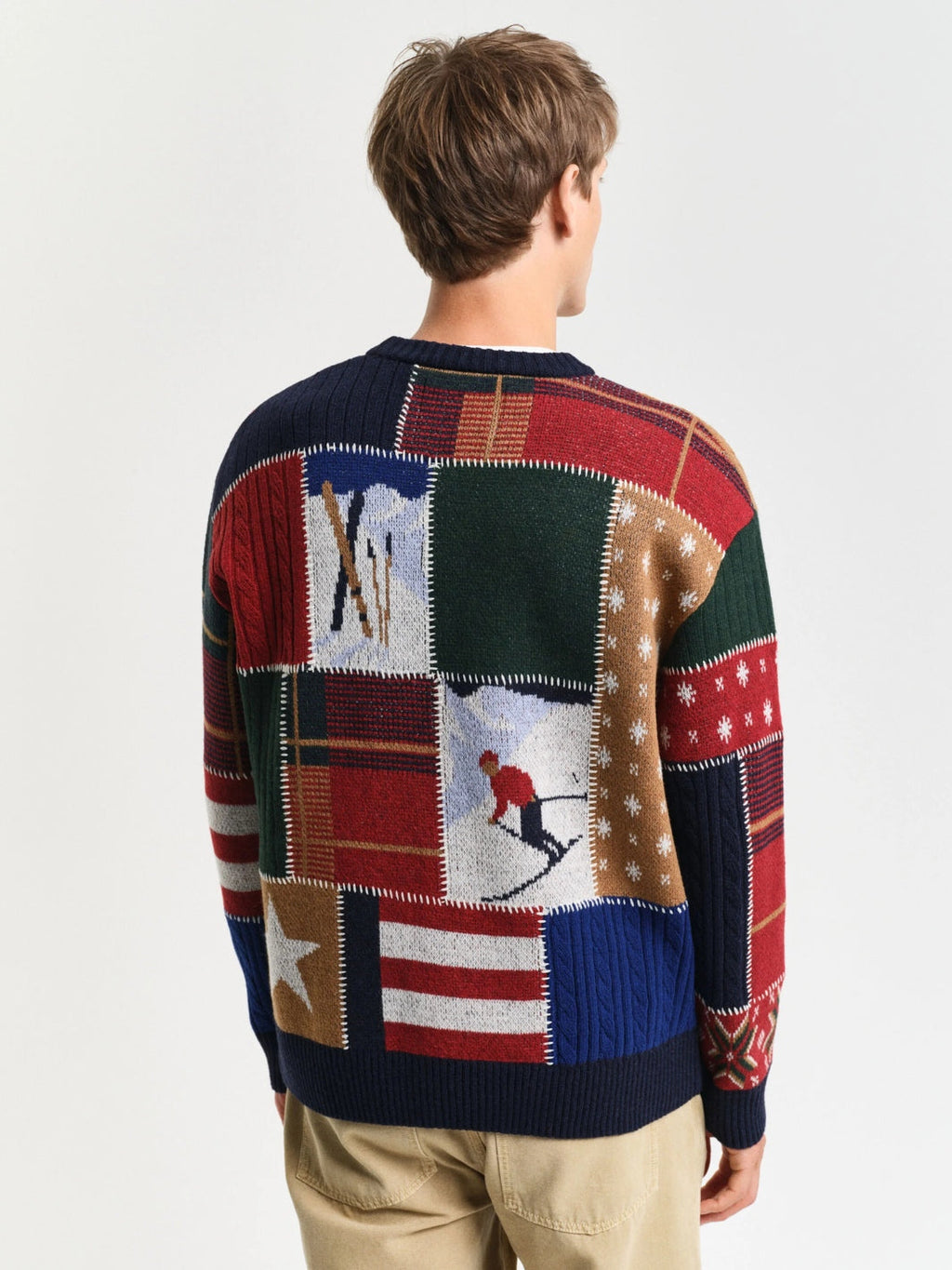 PATCHWORKED CREW NECK SWEATER