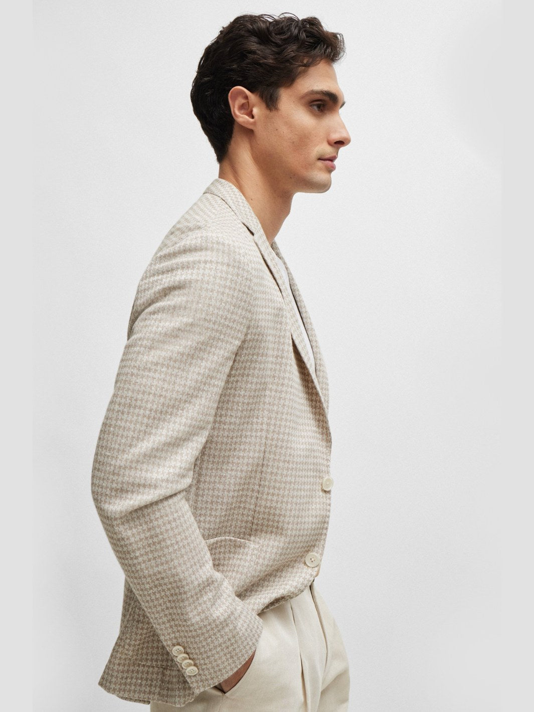SLIM-FIT JACKET IN PATTERNED JERSEY