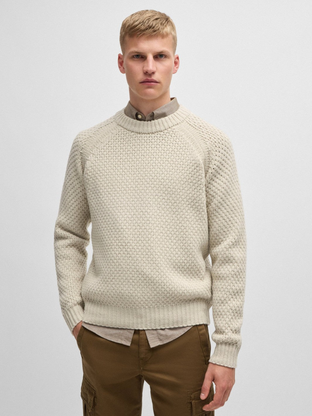 RELAXED-FIT STRUCTURED WOOL SWEATER