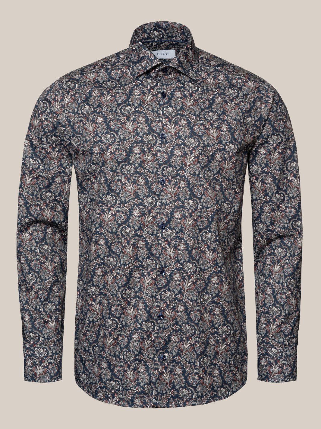 NAVY PAISLEY PRINT SIGNATURE TWILL SHIRT