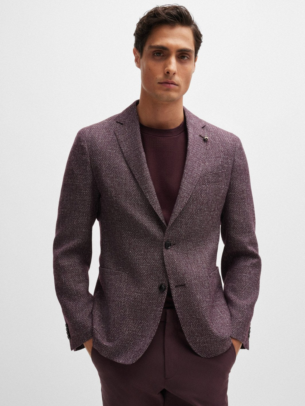 PATTERNED JACKET IN WOOL AND LINEN