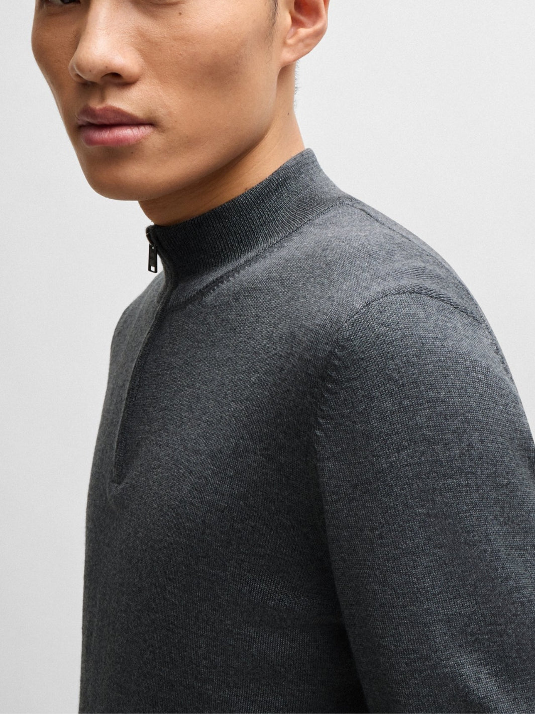REGULAR-FIT ZIP-NECK SWEATER IN VIRGIN WOOL