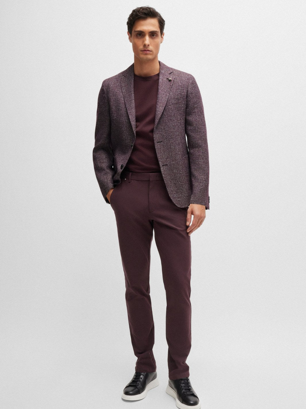 PATTERNED JACKET IN WOOL AND LINEN