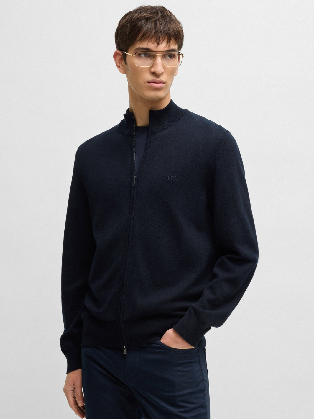 KNITTED ZIP-UP CARDIGAN COTTON