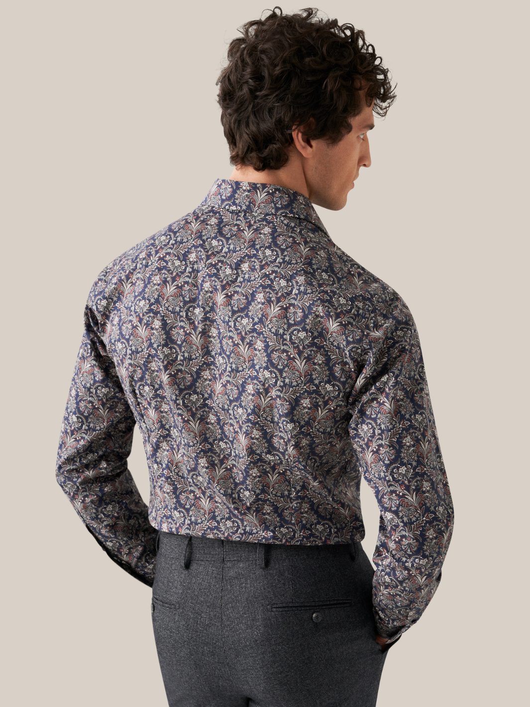 NAVY PAISLEY PRINT SIGNATURE TWILL SHIRT