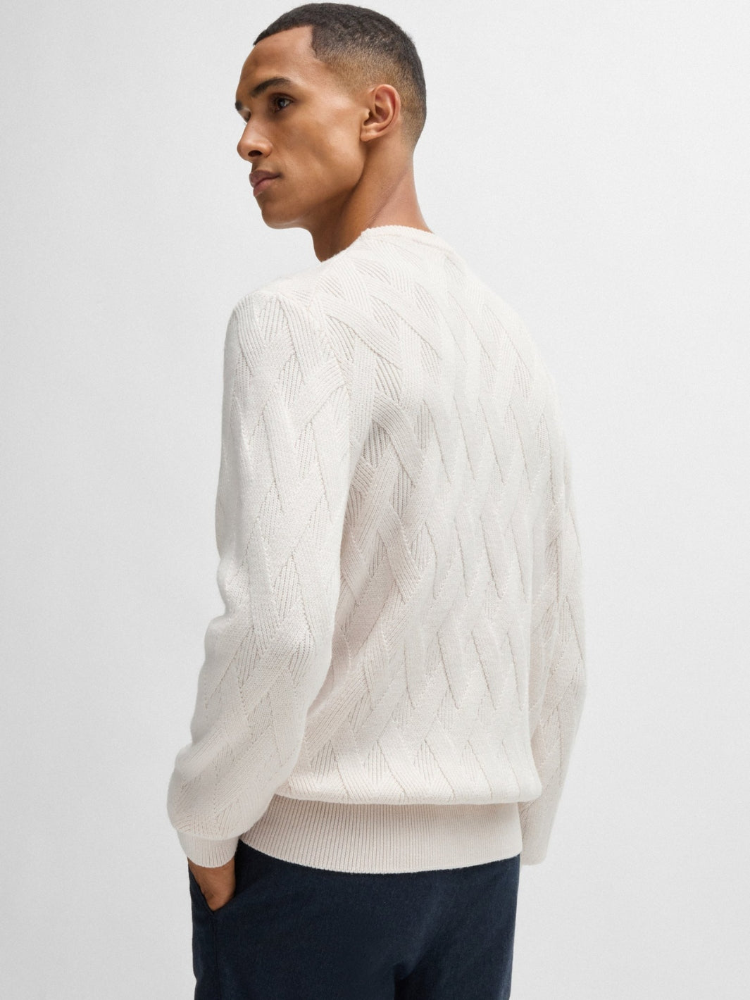 VIRGIN-WOOL SWEATER WITH KNITTED STRUCTURE