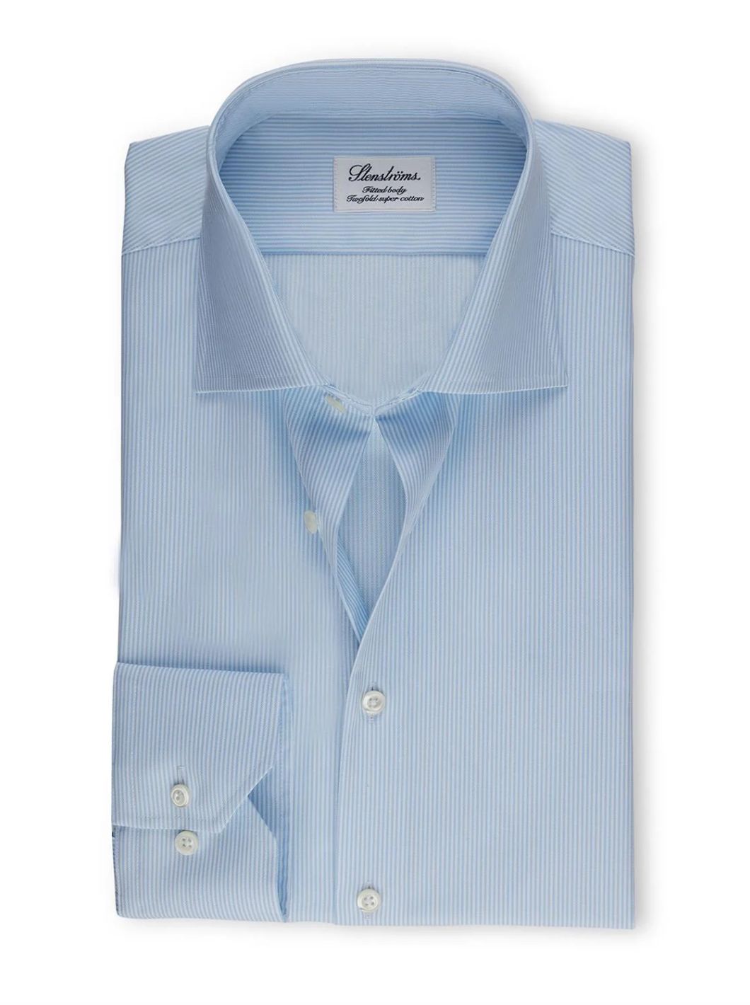 FITTED BODY PINSTRIPED LIGHT BLUE SKJORTE