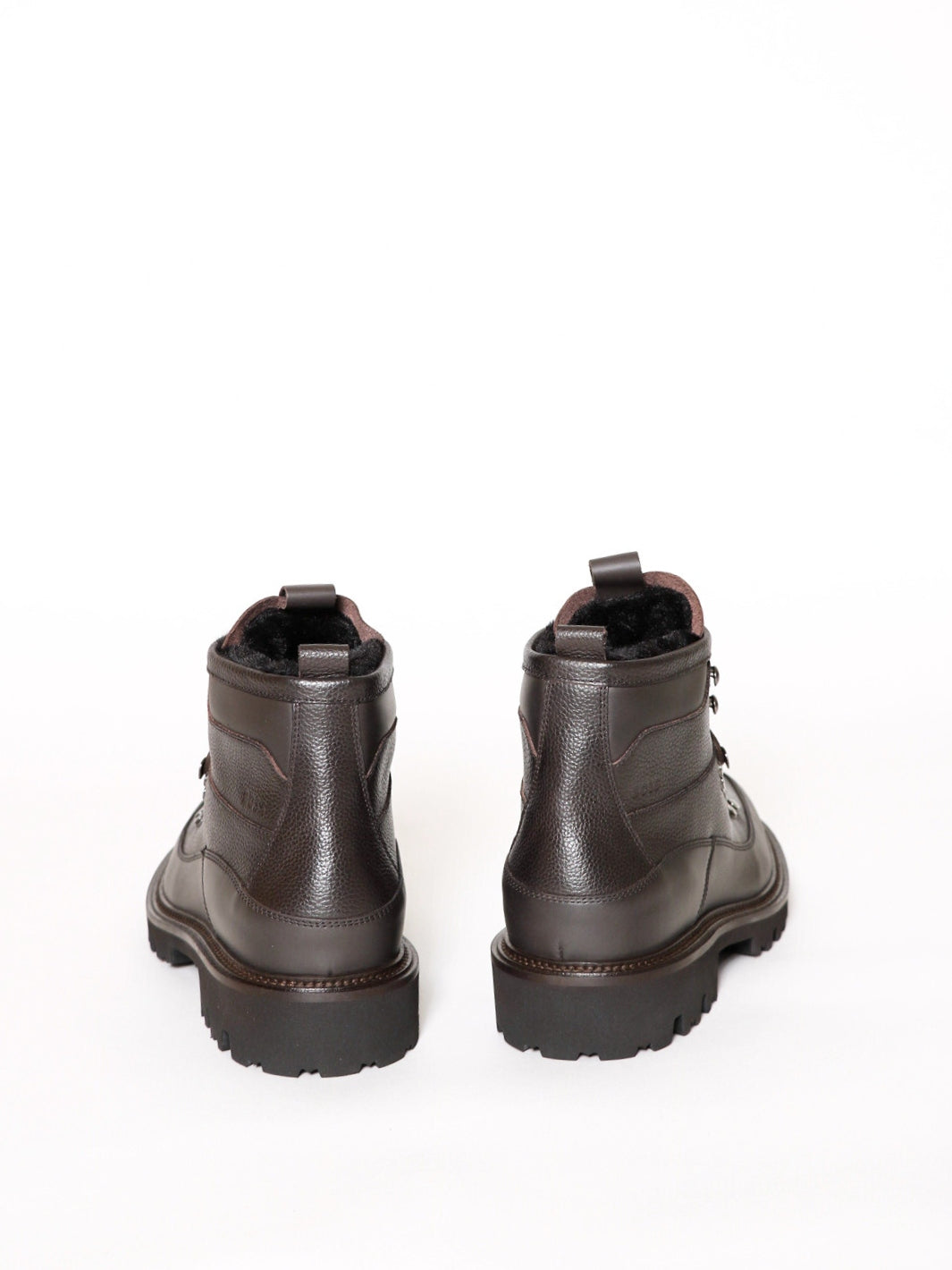 GRAINED-LEATHER LACE-UP BOOTS