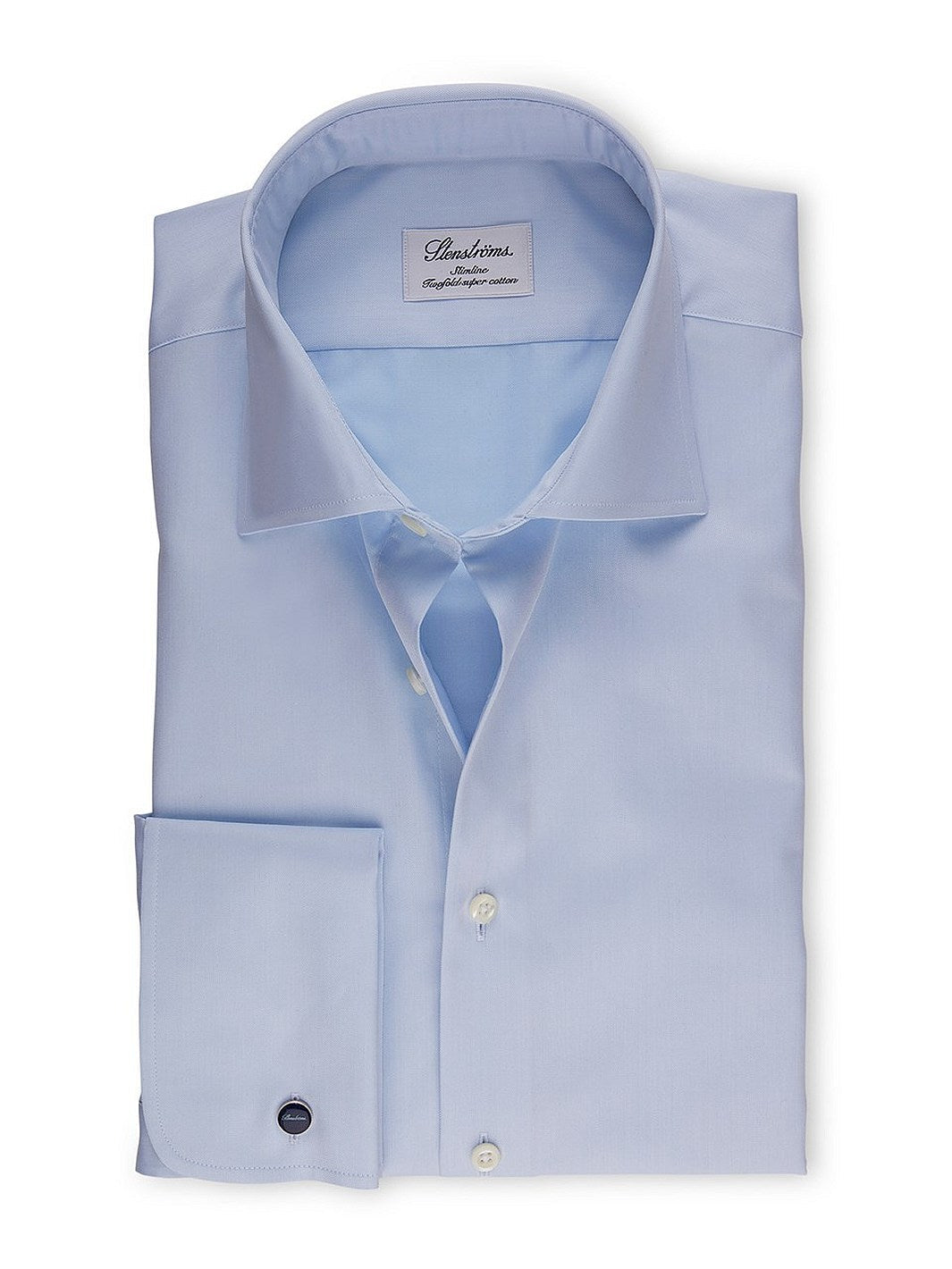 SLIMLINE BLUE TWILL SHIRT FRENCH CUFFS