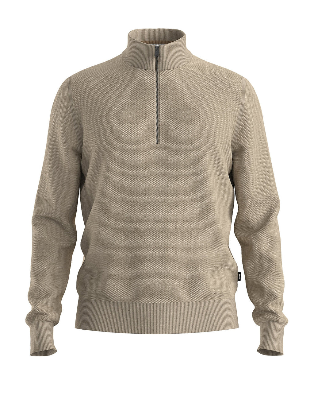 QUARTER-ZIP COTTON SWEATER WITH KNITTED STRUCTURE