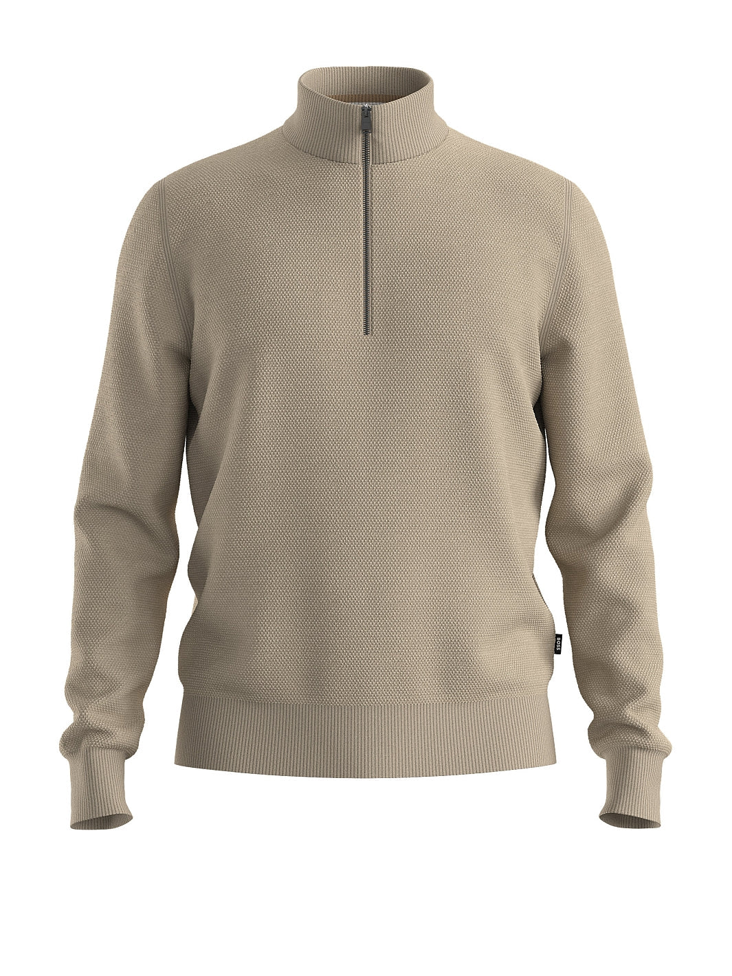 QUARTER-ZIP COTTON SWEATER WITH KNITTED STRUCTURE