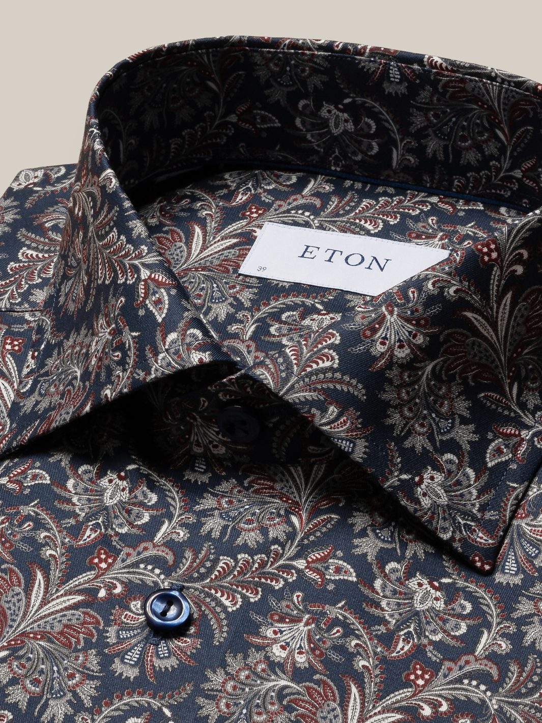 NAVY PAISLEY PRINT SIGNATURE TWILL SHIRT