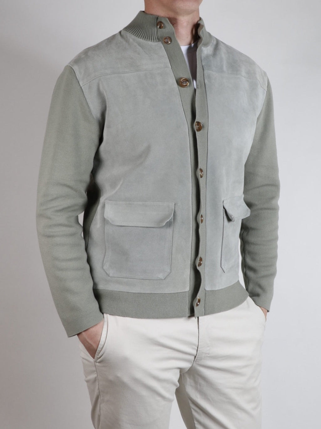 KNITTED AND SUEDE JACKED