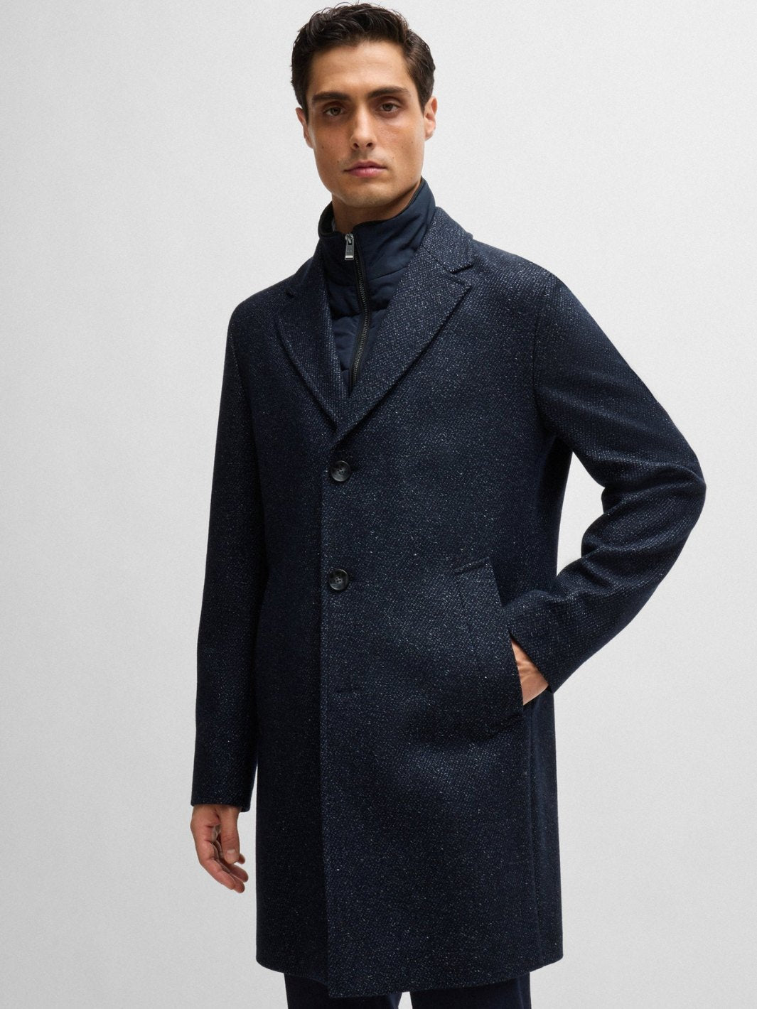 SLIM-FIT COAT WITH DETACHABLE ZIP-UP