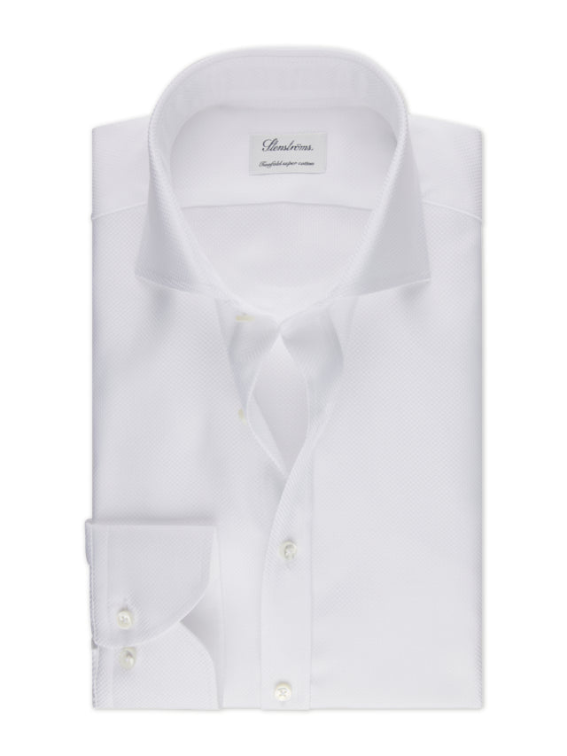 FITTED BODY WHITE  TEXTURED TWILL SKJORTE