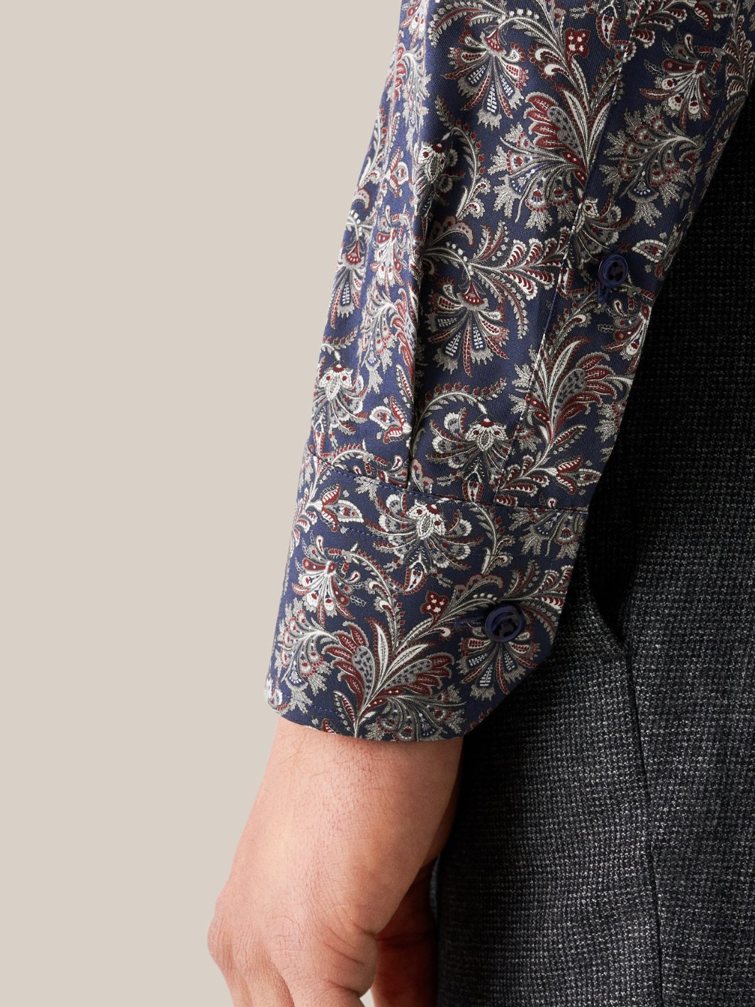 NAVY PAISLEY PRINT SIGNATURE TWILL SHIRT