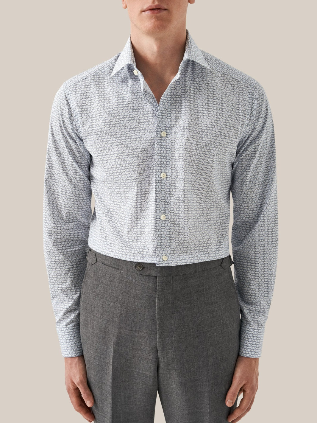 SLIM GEOMETRIC PRINT TWILL SHIRT