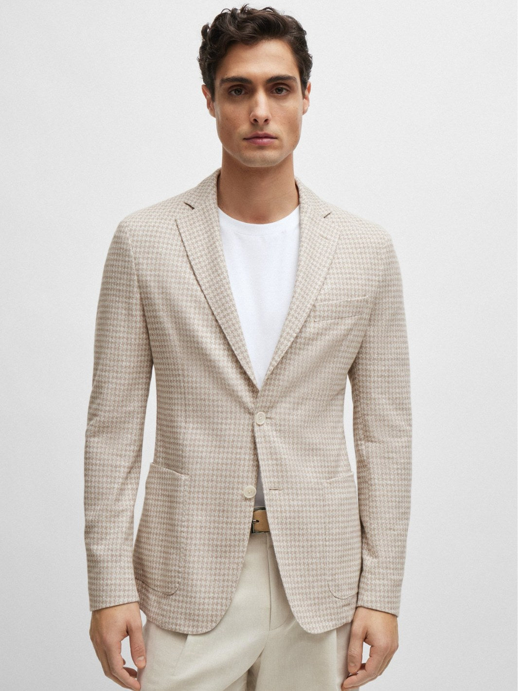 SLIM-FIT JACKET IN PATTERNED JERSEY