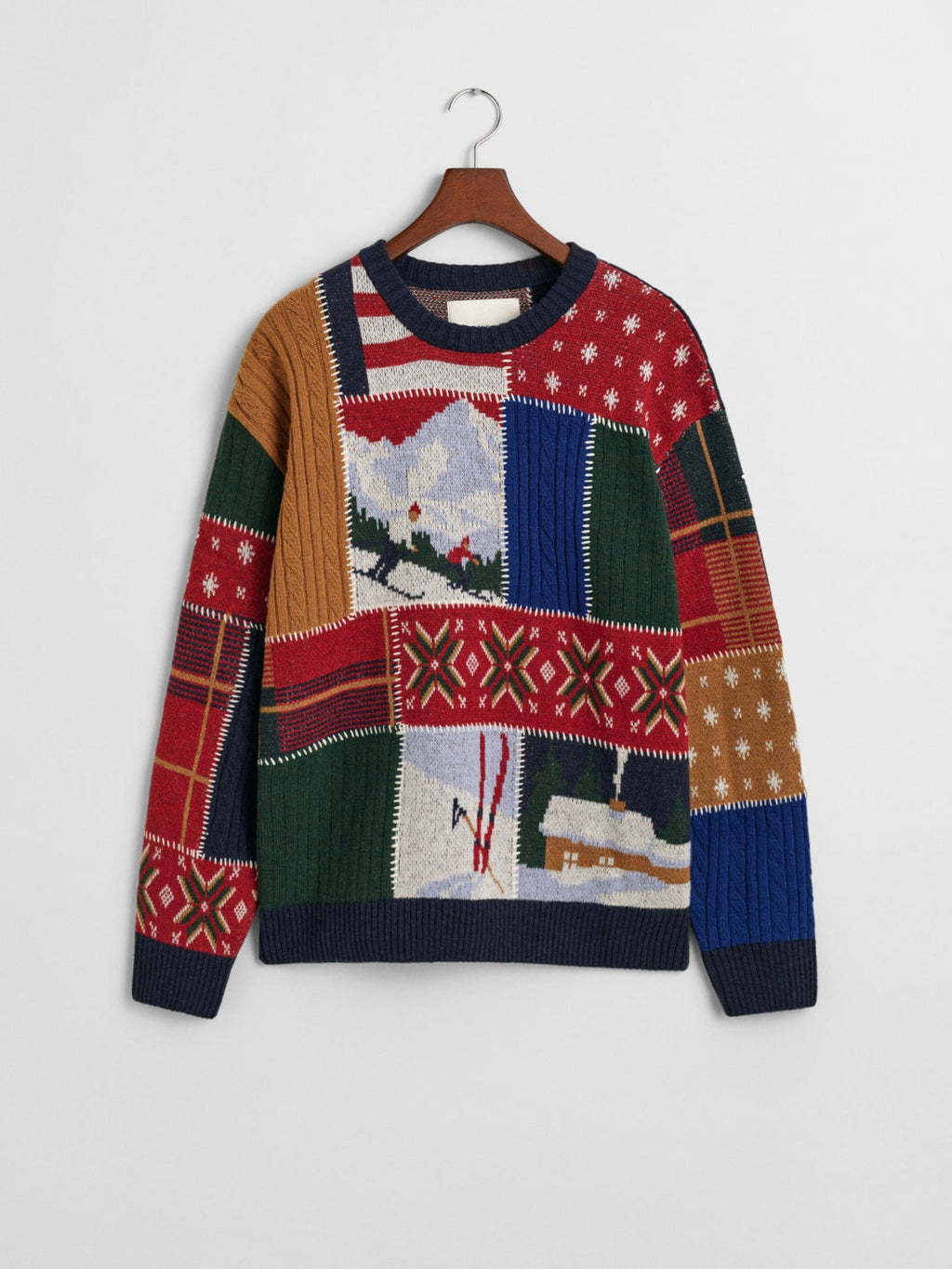 PATCHWORKED CREW NECK SWEATER