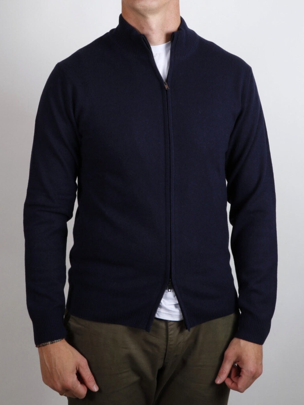 CASHMERE BLEND FULL-ZIP TURTLENECK