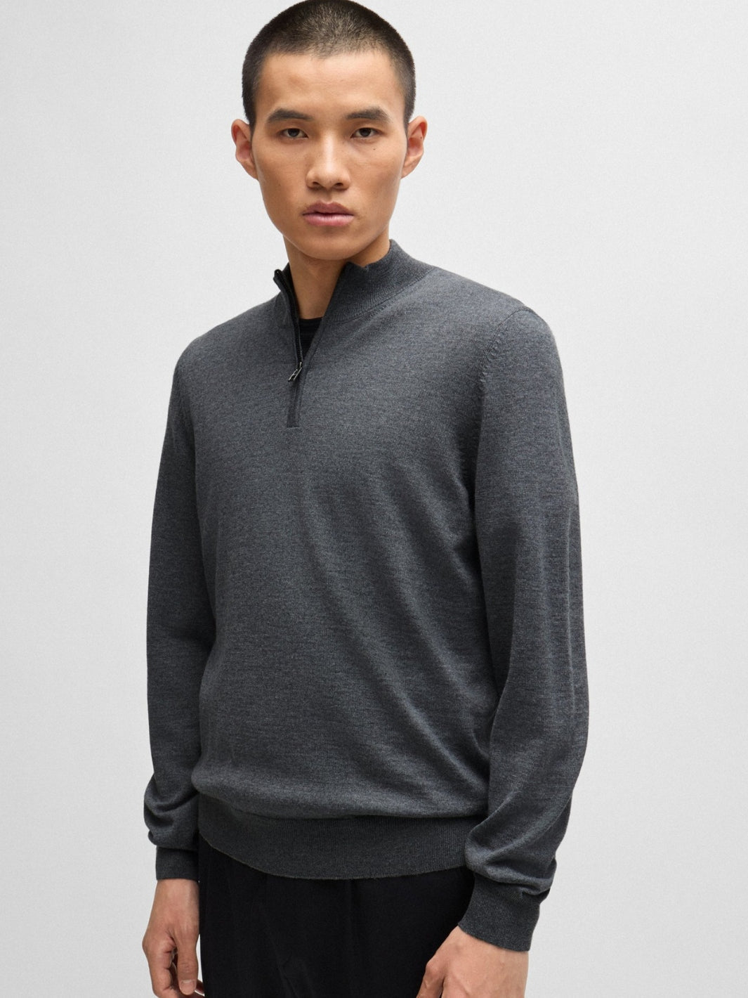 REGULAR-FIT ZIP-NECK SWEATER IN VIRGIN WOOL