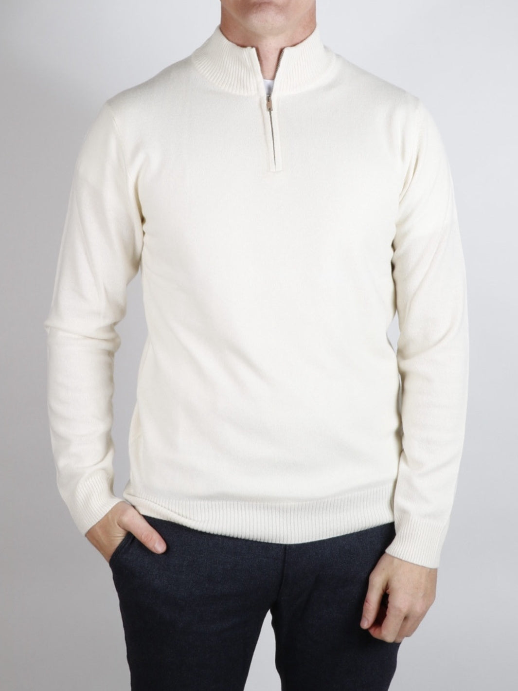 CASHMERE BLEND HALF-ZIP SWEATER