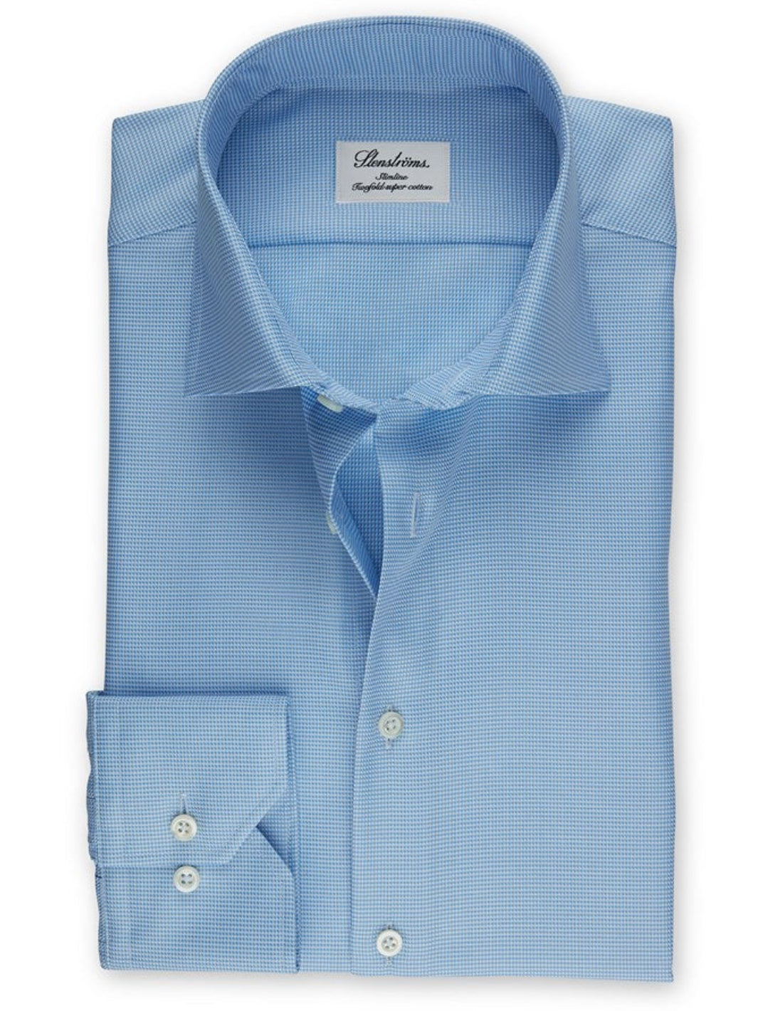 SLIMLINE BLUE HOUNDSTOOTH SKJORTE