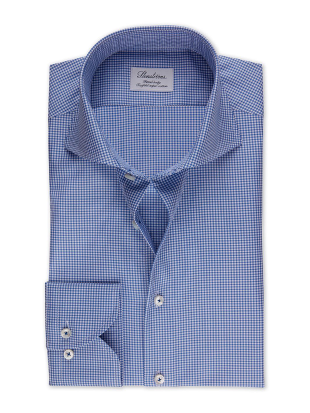 FITTED BODY BLUE CHECKED SKJORTE