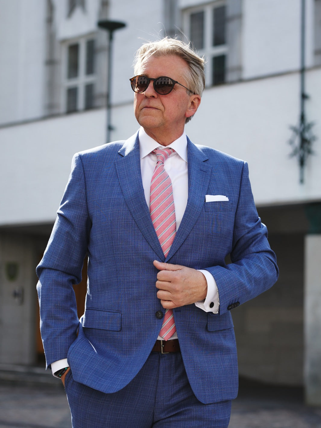 SLIM-FIT SUIT IN CHECKED VIRGIN WOOL SERGE