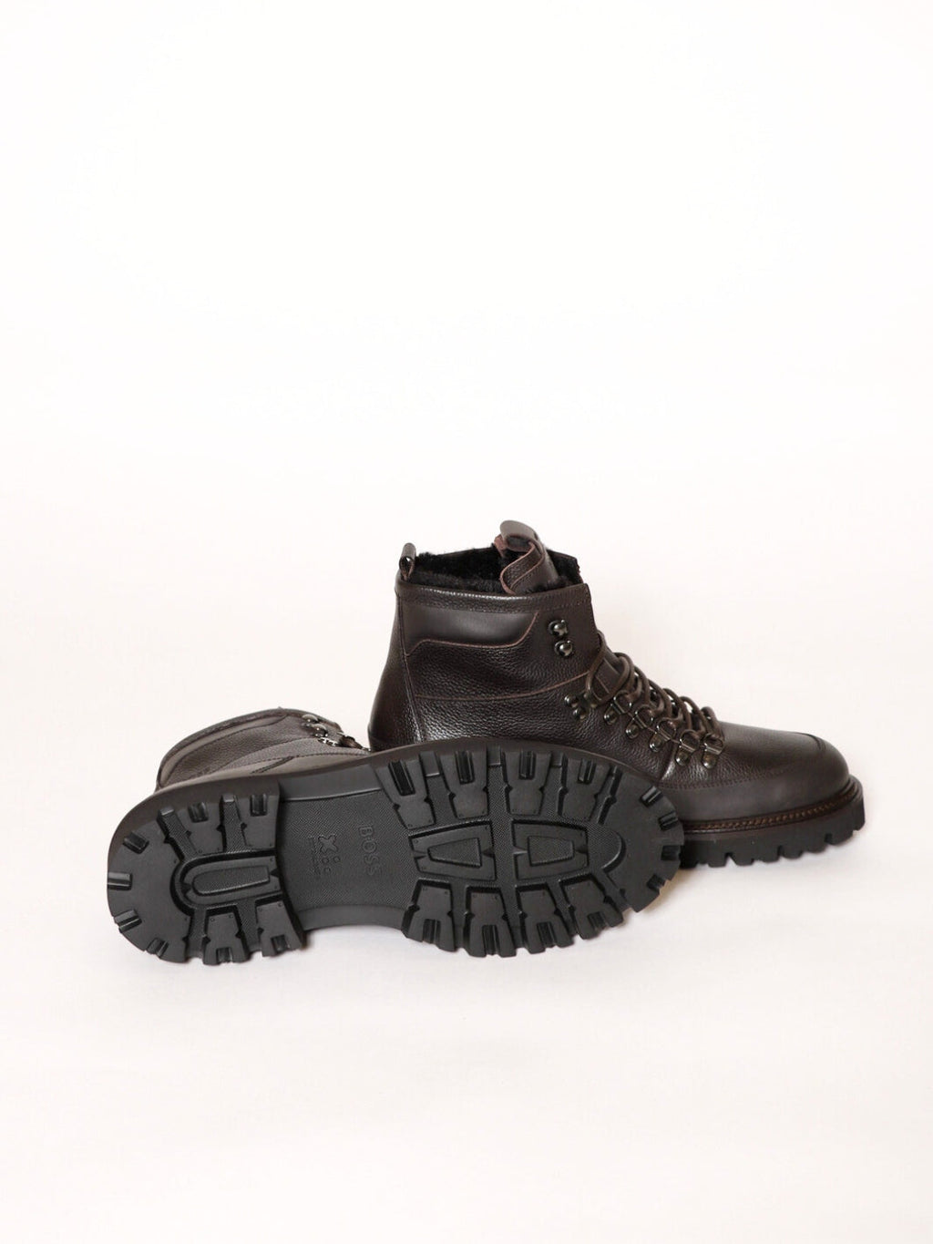 GRAINED-LEATHER LACE-UP BOOTS