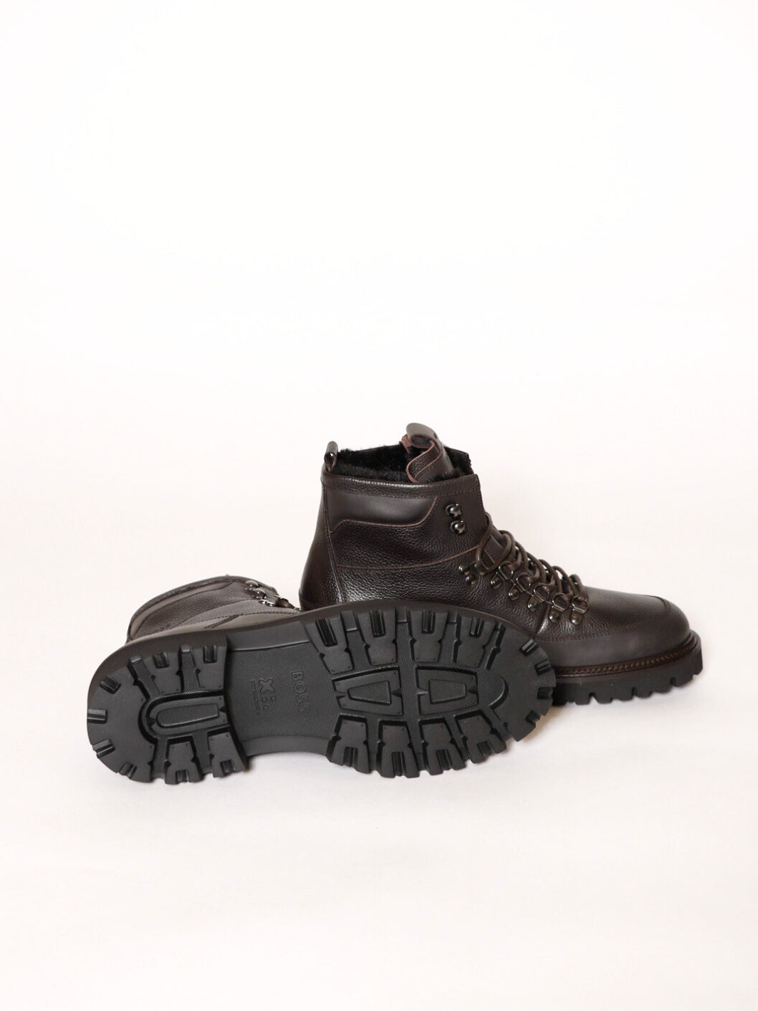 GRAINED-LEATHER LACE-UP BOOTS