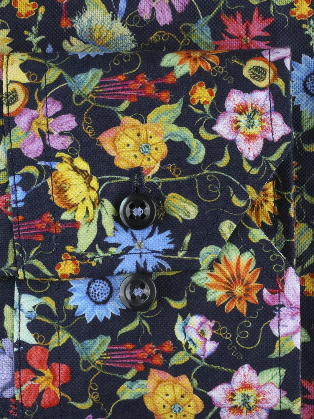 SLIMLINE NAVY FLORAL OXFORD SKJORTE