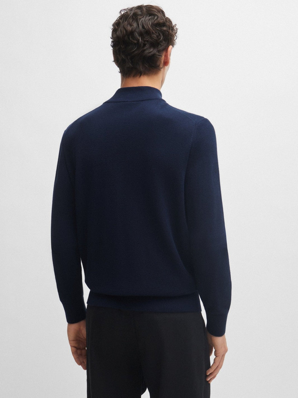 QUARTER-ZIP COTTON SWEATER WITH KNITTED STRUCTURE