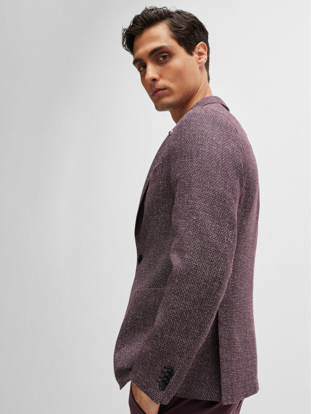 PATTERNED JACKET IN WOOL AND LINEN